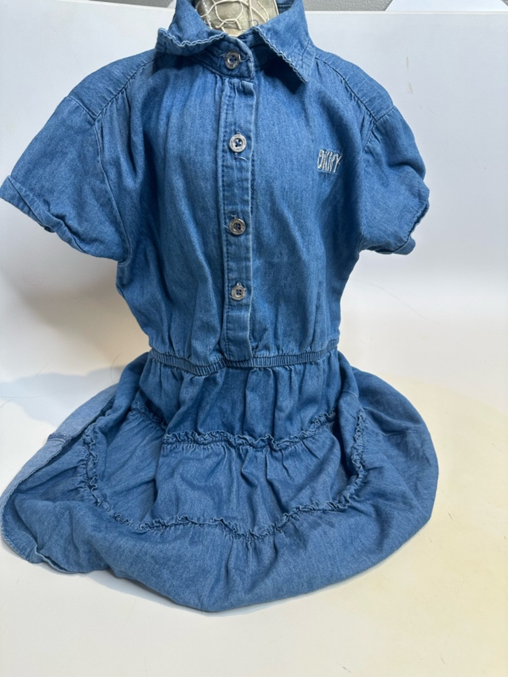 DKNY Blue Denim Button-Front Casual Dress
